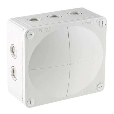 WISKA COMBI Series Grey Polypropylene Junction Box IP66 IP67, 4 Terminals, 160 mm x 140 mm x 81 mm 1210/5/G