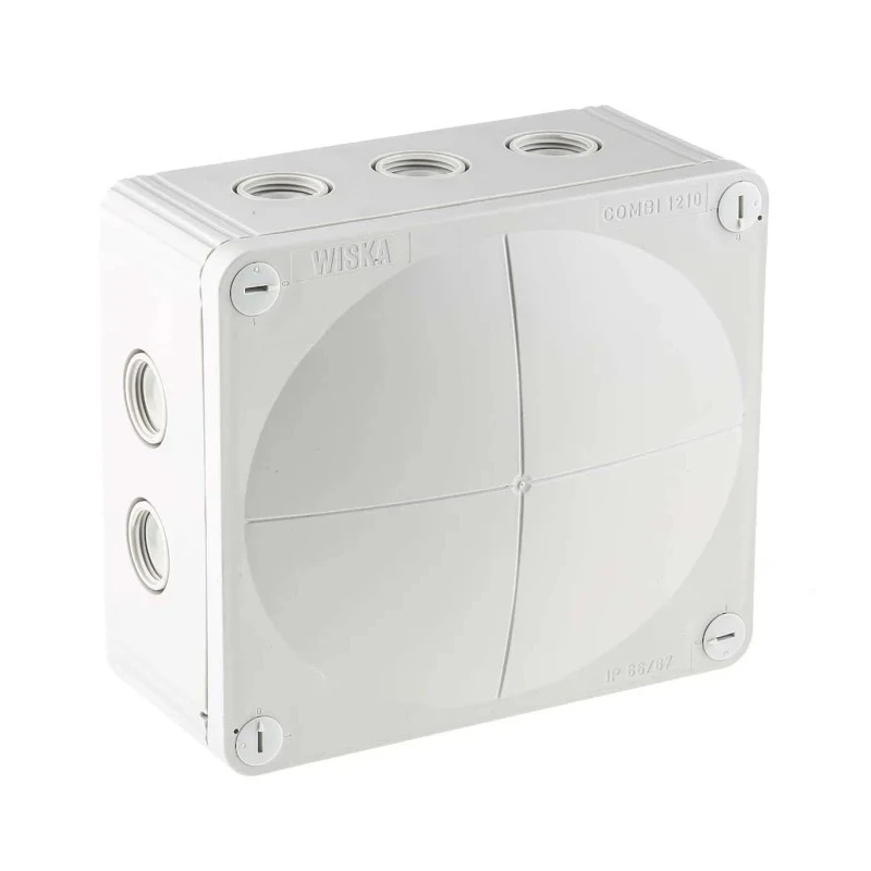 WISKA COMBI Series Grey Polypropylene Junction Box IP66 IP67, 4 Terminals, 160 mm x 140 mm x 81 mm 1210/5/G