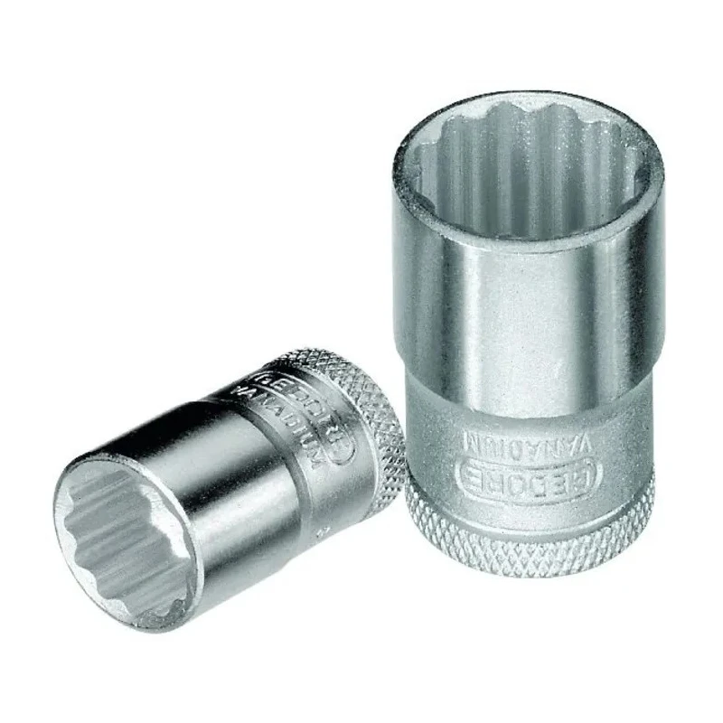 Gedore 3/8 in Drive 15 mm 12 Point Square Socket Vanadium Steel Chrome Finish D 30 15