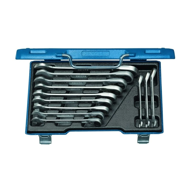 Gedore 12-Piece Ratchet Spanner Set 8 to 19 mm Vanadium Steel Chrome Finish 7 UR-012