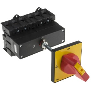 RS PRO 6-Pole DIN Rail Isolator Switch Red Handle IP65, 125A, 90 kW IP65