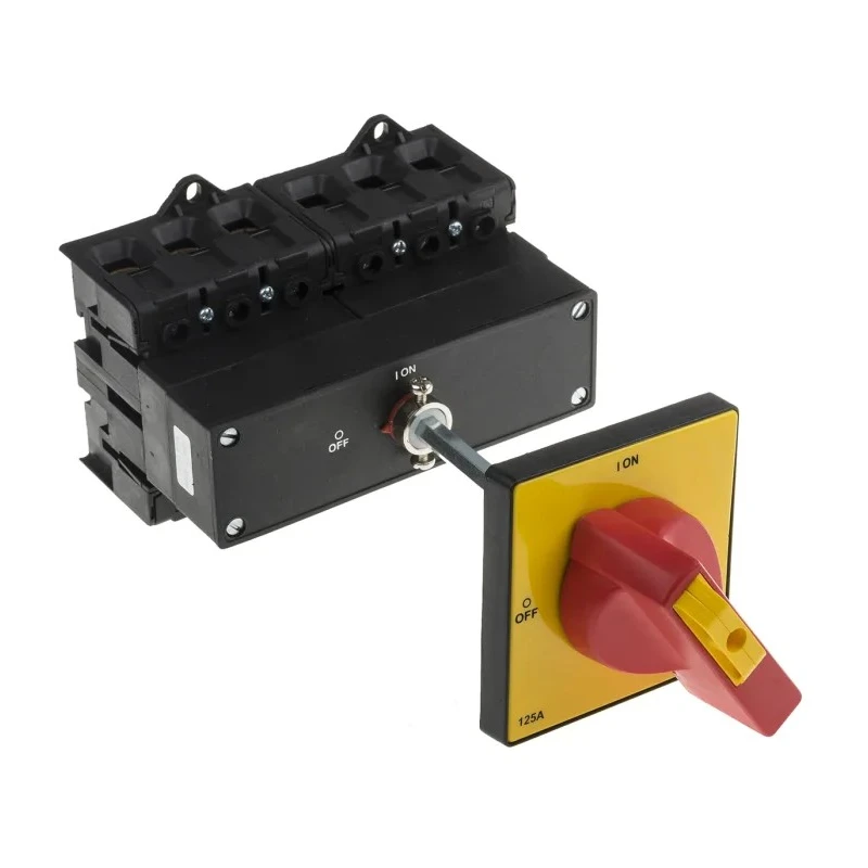 RS PRO 6-Pole DIN Rail Isolator Switch Red Handle IP65, 125A, 90 kW IP65
