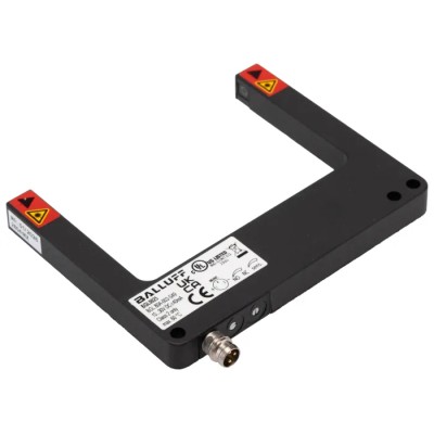BALLUFF Through Beam Photoelectric Sensor, Fork Style, 80 mm Detection Range, PNP Output, IP67 Zinc Alloy BGL-80A-003-S49