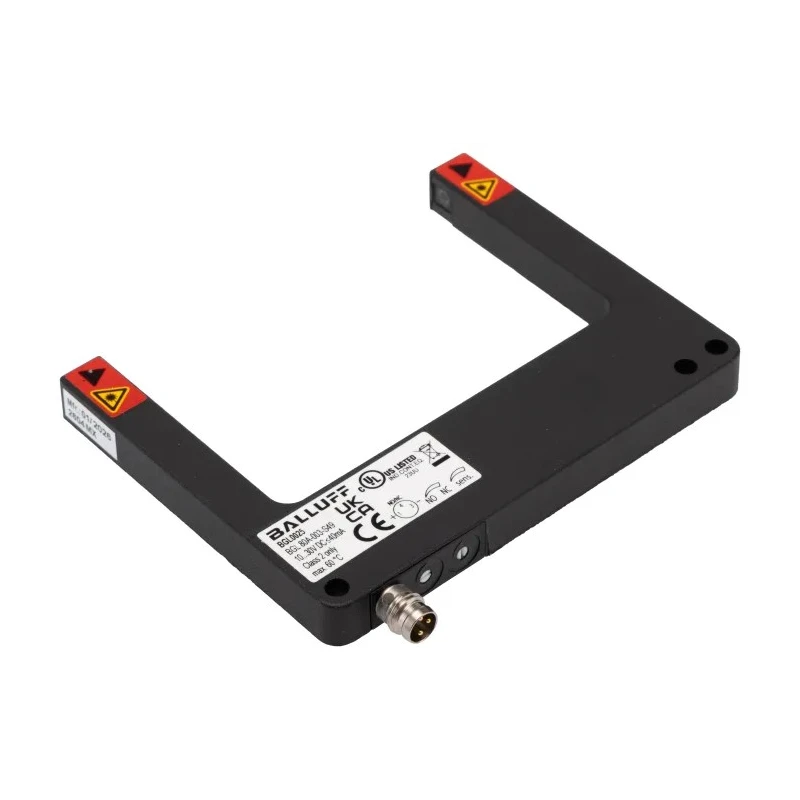 BALLUFF Through Beam Photoelectric Sensor, Fork Style, 80 mm Detection Range, PNP Output, IP67 Zinc Alloy BGL-80A-003-S49
