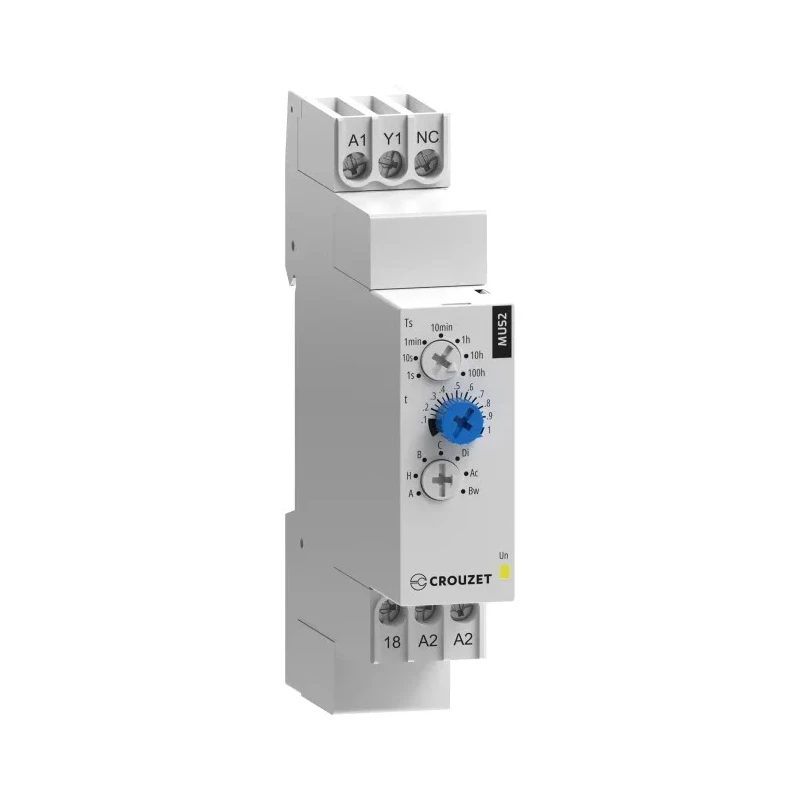 Crouzet MUS2 Series DIN Rail Timer Relay, 1-Contact, Multifunction, 0.1 s to 100 h, 20V AC and 240V AC MUS2