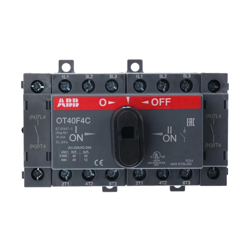 ABB 4-Pole DIN Rail Isolator Switch, IP20, 40A, 11 kW OT40F4C 1SCA104934R1001