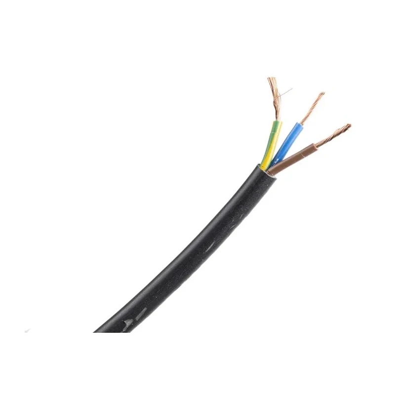 RS PRO 3 Core Power Cable Black 0.75mm² 70°C PVC Jacket 100m 300/500V 775-6101