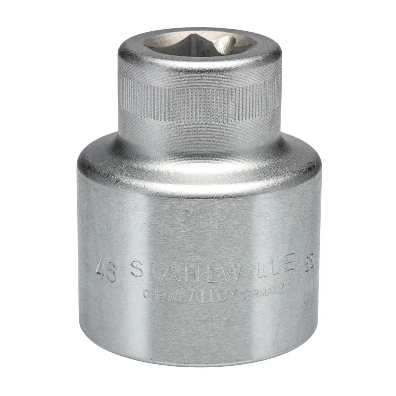 STAHLWILLE 3/4 in Drive 46 mm 6 Point Square Socket, Chrome Finish, 73mm Overall Length 05010046