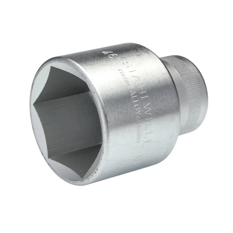 STAHLWILLE 3/4 in Drive 46 mm 6 Point Square Socket, Chrome Finish, 73mm Overall Length 05010046