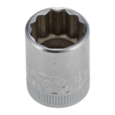 STAHLWILLE 1/4 in Drive 13 mm 12 Point Square Socket, Chrome Finish, 23mm Overall Length 01030013