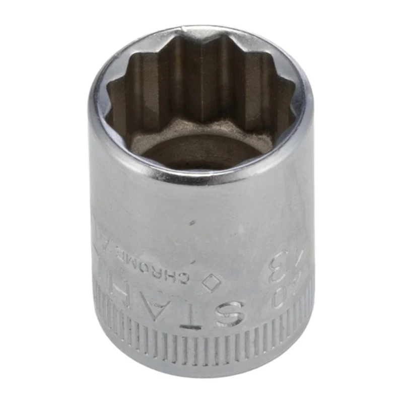 STAHLWILLE 1/4 in Drive 13 mm 12 Point Square Socket, Chrome Finish, 23mm Overall Length 01030013