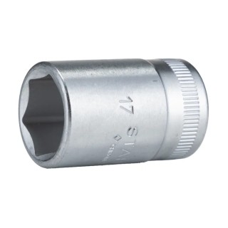 STAHLWILLE 1/2 in Drive 17 mm 6 Point Square Socket, Chrome Finish, 38mm Overall Length 03030017