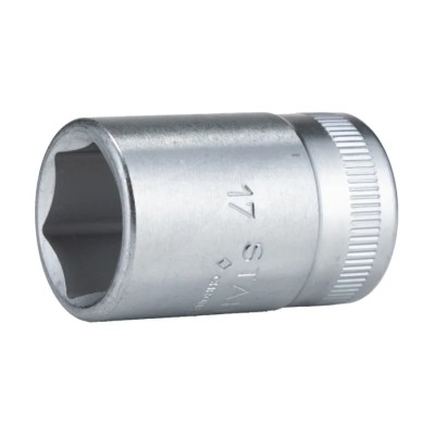 STAHLWILLE 1/2 in Drive 17 mm 6 Point Square Socket, Chrome Finish, 38mm Overall Length 03030017