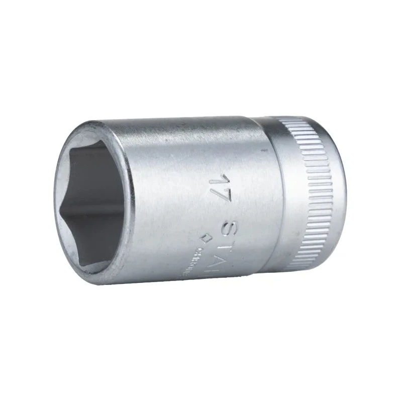 STAHLWILLE 1/2 in Drive 17 mm 6 Point Square Socket, Chrome Finish, 38mm Overall Length 03030017