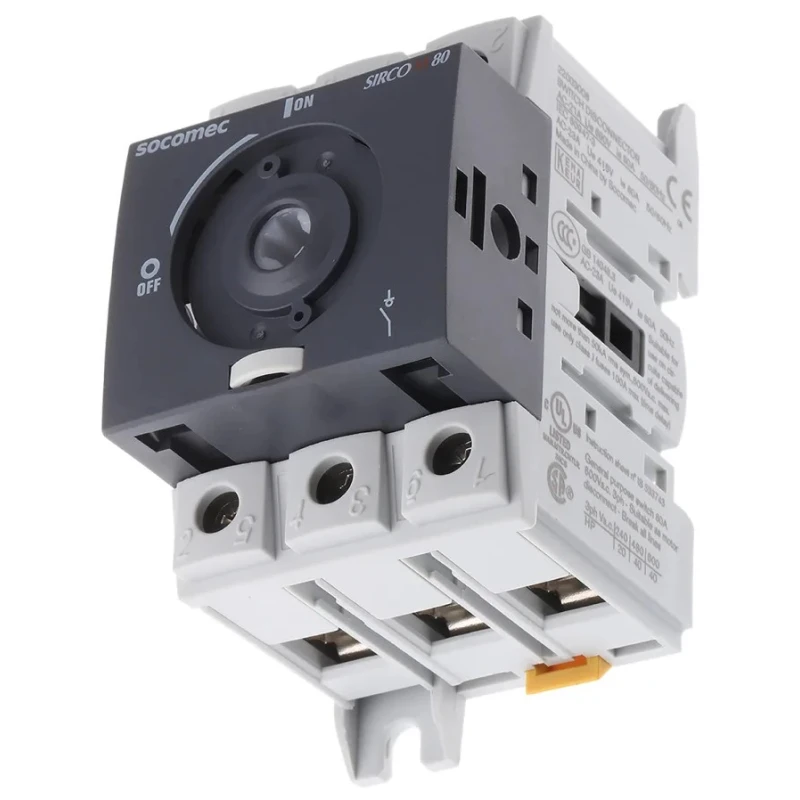 Socomec 3-Pole DIN Rail Isolator Switch, IP20, 80A, 37 kW, Sirco M Series 