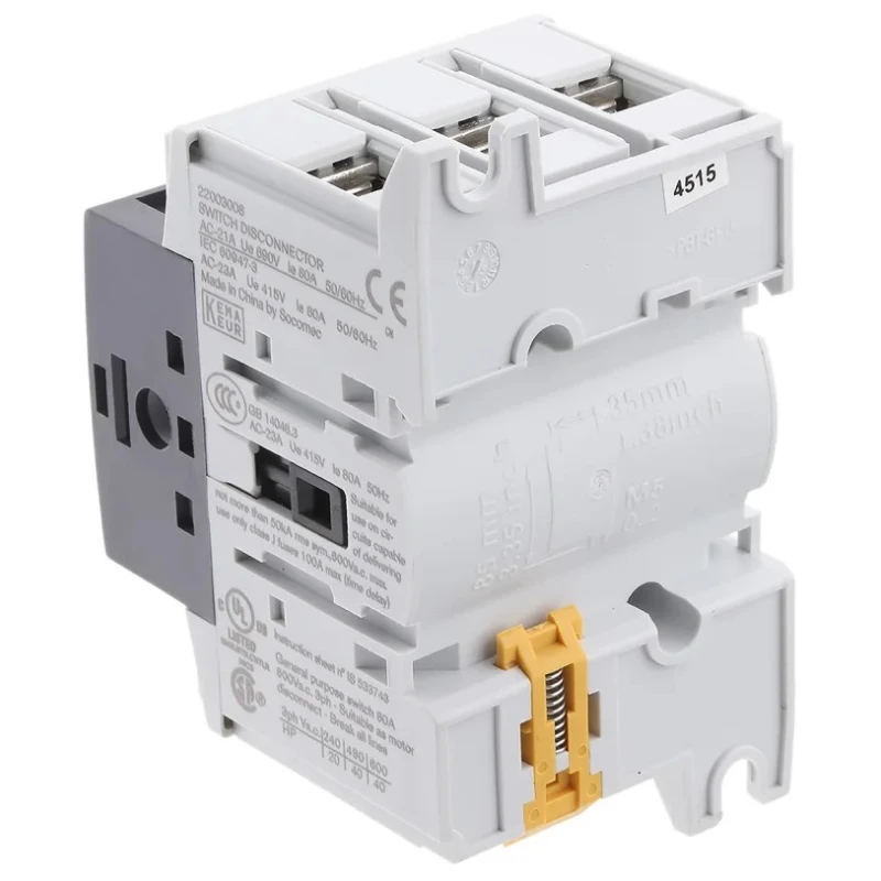 Socomec 3-Pole DIN Rail Isolator Switch, IP20, 80A, 37 kW, Sirco M Series 