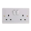 RS PRO 13A White 2 Gang Flush Mount Indoor Plug Socket Type G British 775-8065