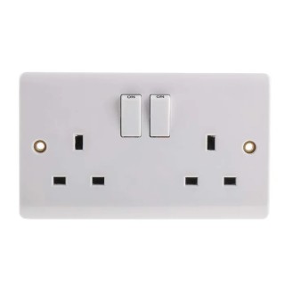 RS PRO 13A White 2 Gang Flush Mount Indoor Plug Socket Type G British 775-8065