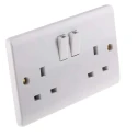 RS PRO 13A White 2 Gang Flush Mount Indoor Plug Socket Type G British 775-8065