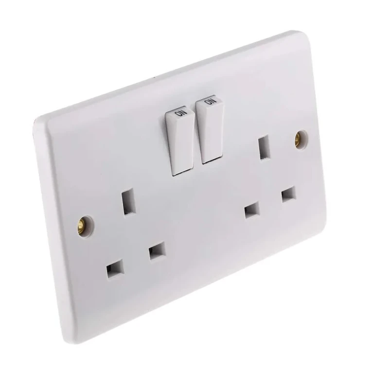 RS PRO 13A White 2 Gang Flush Mount Indoor Plug Socket Type G British 775-8065