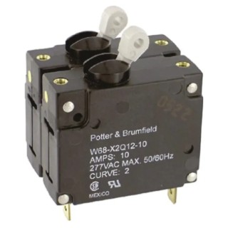 TE Connectivity W68 Thermal Circuit Breaker 10A Current Rating 2-Pole Direct Mount W68-X2Q12-10