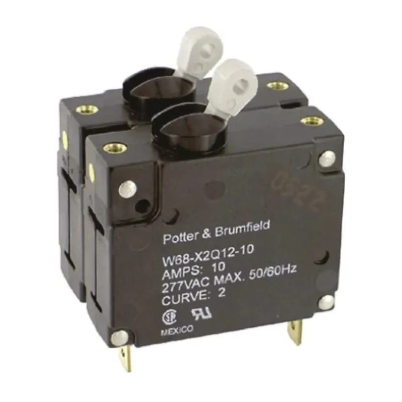TE Connectivity W68 Thermal Circuit Breaker 10A Current Rating 2-Pole Direct Mount W68-X2Q12-10