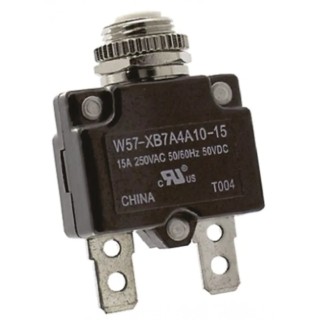 TE Connectivity Thermal Circuit Breaker 15A Current Rating 1-Pole Direct Mount 250V AC 50V DC W57-XB7A4A10-15