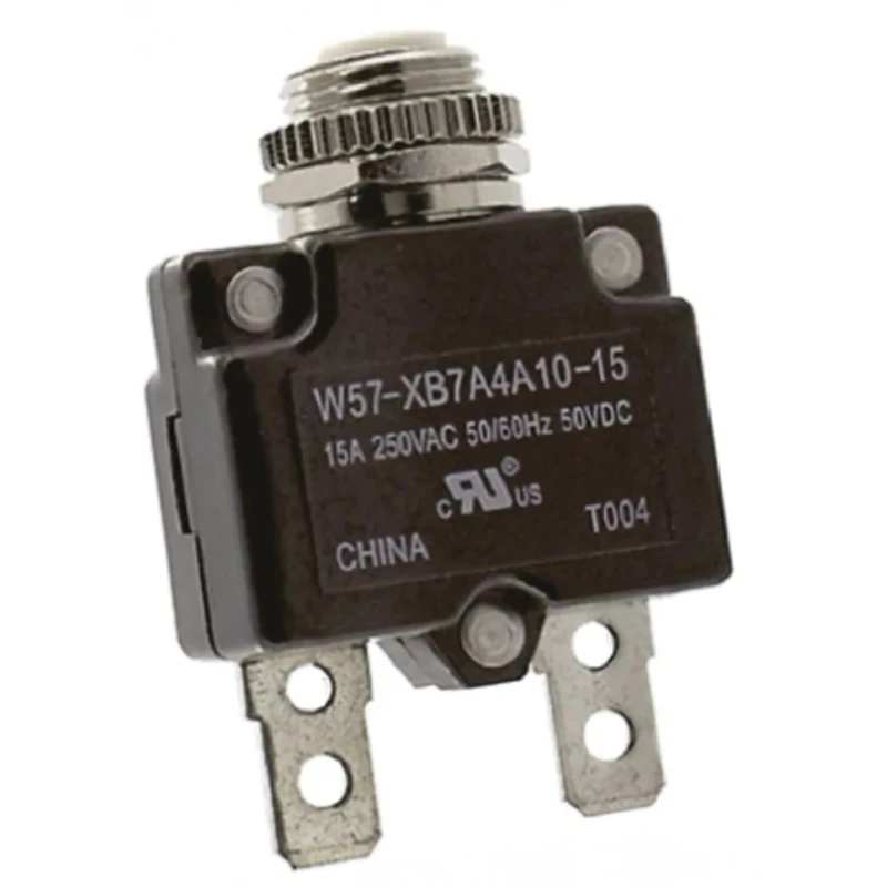 TE Connectivity Thermal Circuit Breaker 15A Current Rating 1-Pole Direct Mount 250V AC 50V DC W57-XB7A4A10-15