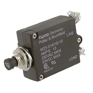 TE Connectivity Thermal Circuit Breaker 10A Current Rating 1-Pole Direct Mount W23-X1A1G-10
