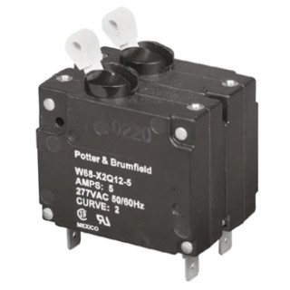 TE Connectivity Thermal Circuit Breaker 5A Current Rating 2-Pole Direct Mount Screw Terminal W68-X2Q12-5