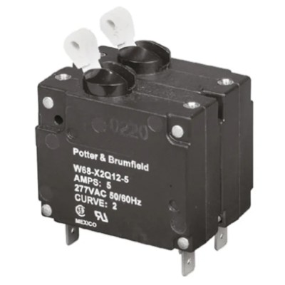 TE Connectivity Thermal Circuit Breaker 5A Current Rating 2-Pole Direct Mount Screw Terminal W68-X2Q12-5