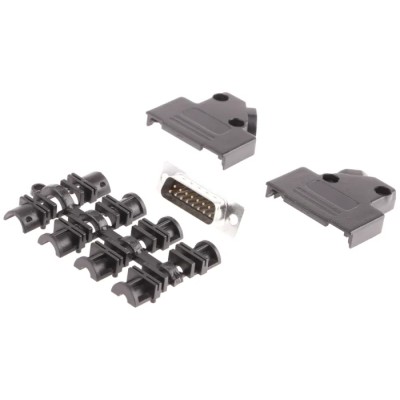 MH Connectors 15 Way 45° D-Sub Connector Plastic Housing, 250V, 5A Current MHD45PPK