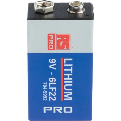 RS PRO 9V Lithium Manganese Dioxide Battery 1.2Ah Standard Termination Model 784-5992