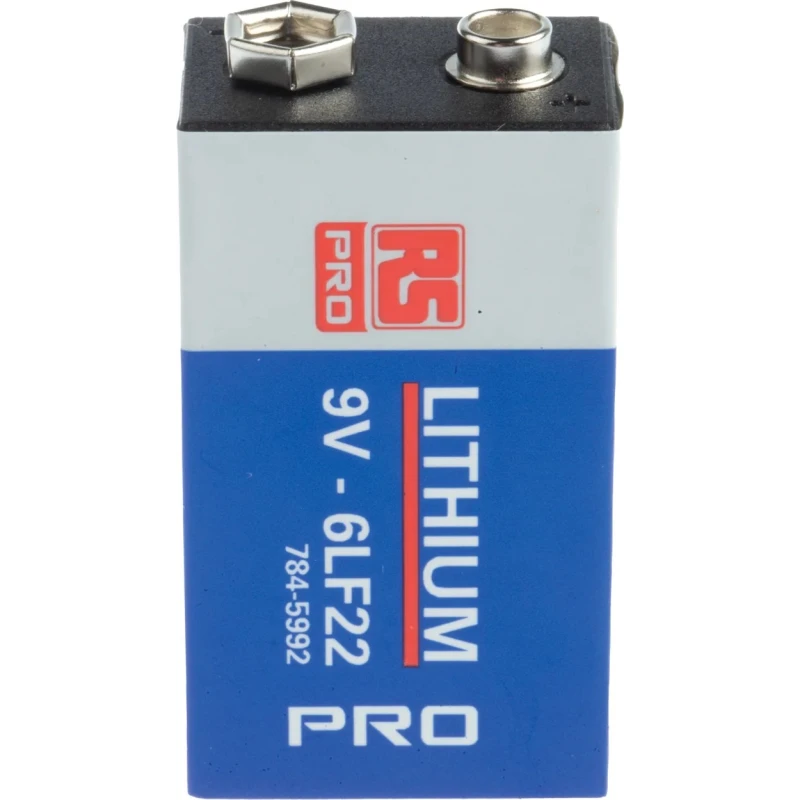 RS PRO 9V Lithium Manganese Dioxide Battery 1.2Ah Standard Termination Model 784-5992
