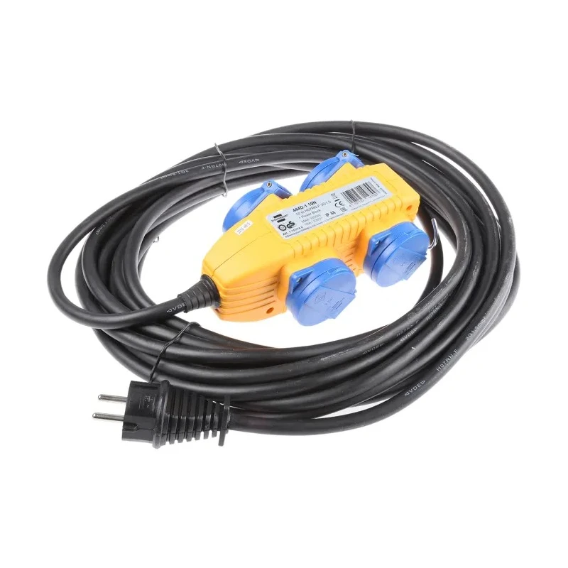 brennenstuhl Powerblock Water-Jet Protected Extension Lead 10 m 4 Socket Type F German Schuko 230V IP44 1151740010
