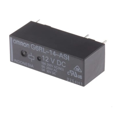 Omron Power Relay PCB Mount SPDT 12V DC Coil 10A Switching Current G6RL-14-ASI DC12