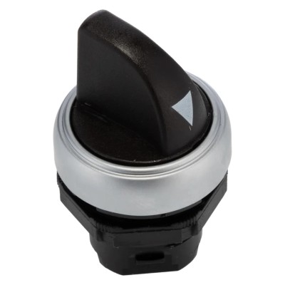 Lovato Electric Platinum Series 2 Position Selector Switch Head, 22 mm Cutout, Black Handle, IP69K, IP67, IP66 LPCS120