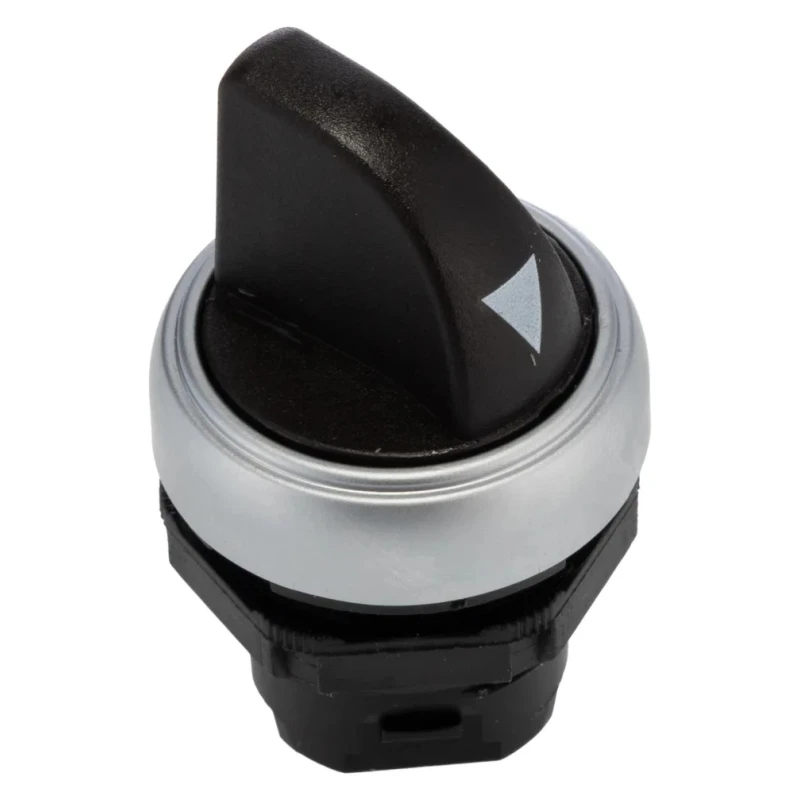 Lovato Electric Platinum Series 2 Position Selector Switch Head, 22 mm Cutout, Black Handle, IP69K, IP67, IP66 LPCS120