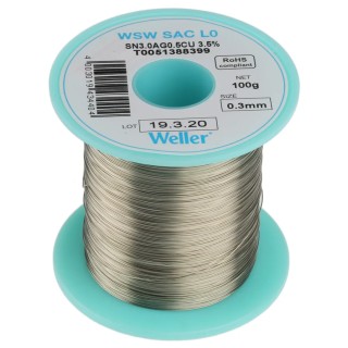 Weller Lead Free Solder Wire 0.3 mm Diameter, 217 °C Melting Point T0051388399