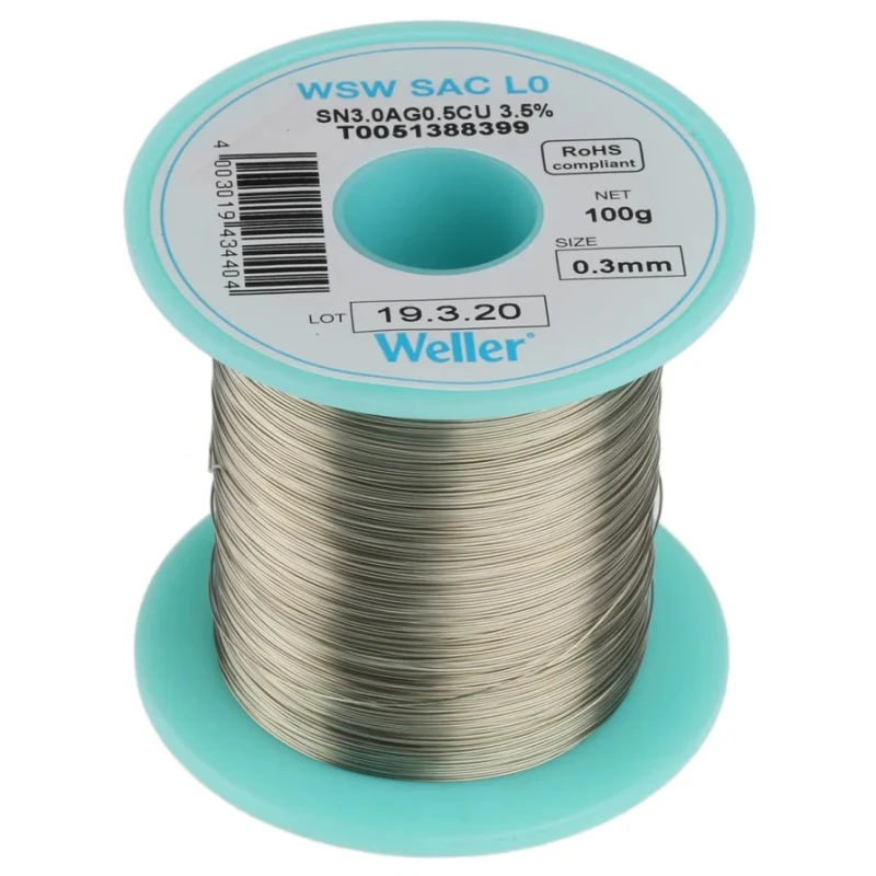 Weller Lead Free Solder Wire 0.3 mm Diameter, 217 °C Melting Point T0051388399