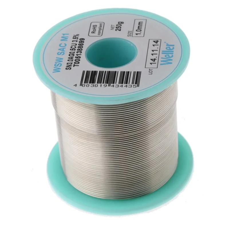 Weller Lead Free Solder Wire 1 mm Diameter 250 g Spool Rosin Flux Core 217°C Melting Point T0051388699