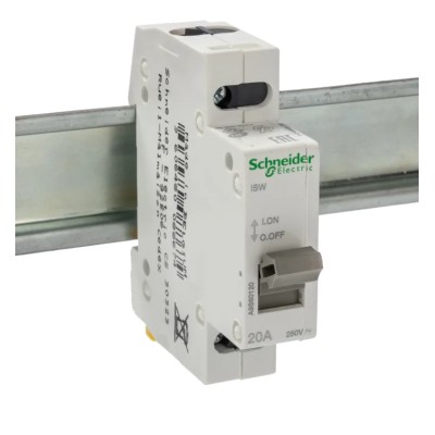 Schneider Electric 1-Pole DIN Rail Isolator Switch ISW Series, 20A, 250V AC, IP40, Grey Handle A9S60120