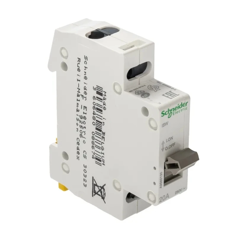Schneider Electric 1-Pole DIN Rail Isolator Switch ISW Series, 20A, 250V AC, IP40, Grey Handle A9S60120