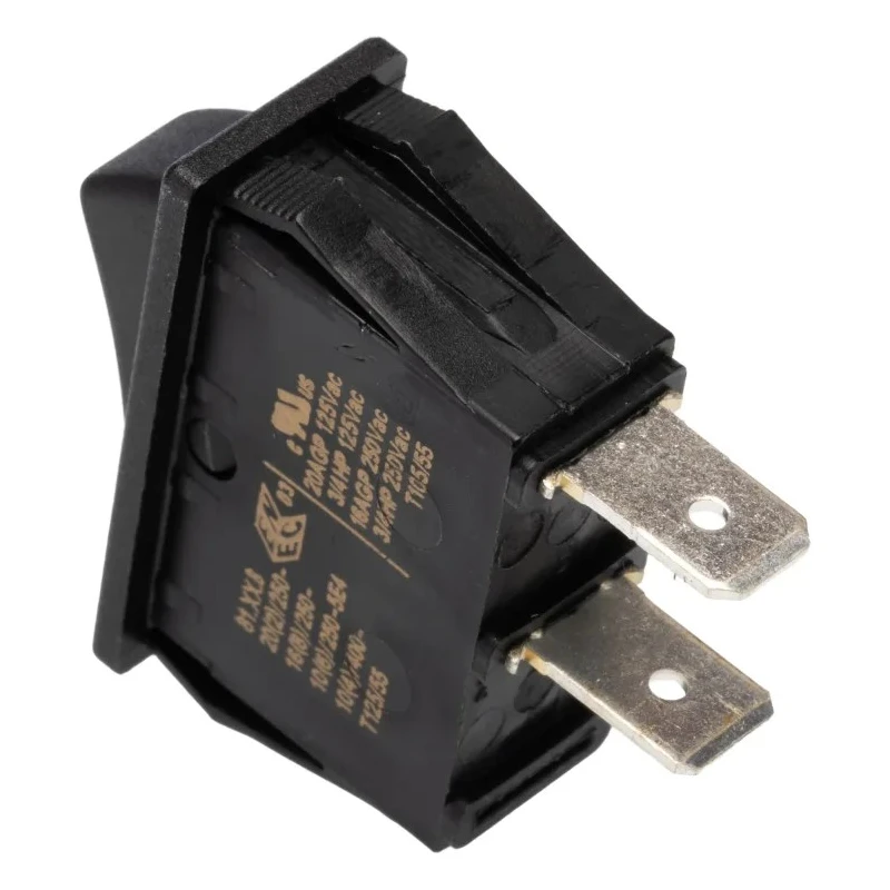 RS PRO SPST On-Off Rocker Switch Panel 20A 28V DC 250V AC Plastic Housing Black Actuator 793-2487