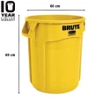 Rubbermaid Commercial Products BRUTE 121L Yellow Polyethylene Waste Bin FG263200YEL