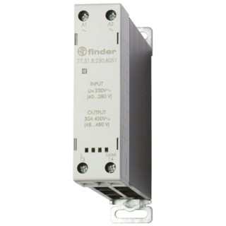 Finder 77 Series Solid State Relay 30 A Load, DIN Rail Mount, 480 V AC Load, 24 V DC Control 77.31.9.024.8051