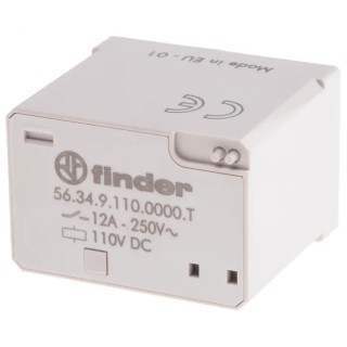 Finder Power Relay 110V DC Coil, 12A Switching Current, 4PDT Contact Configuration 56.34.9.110.0000T