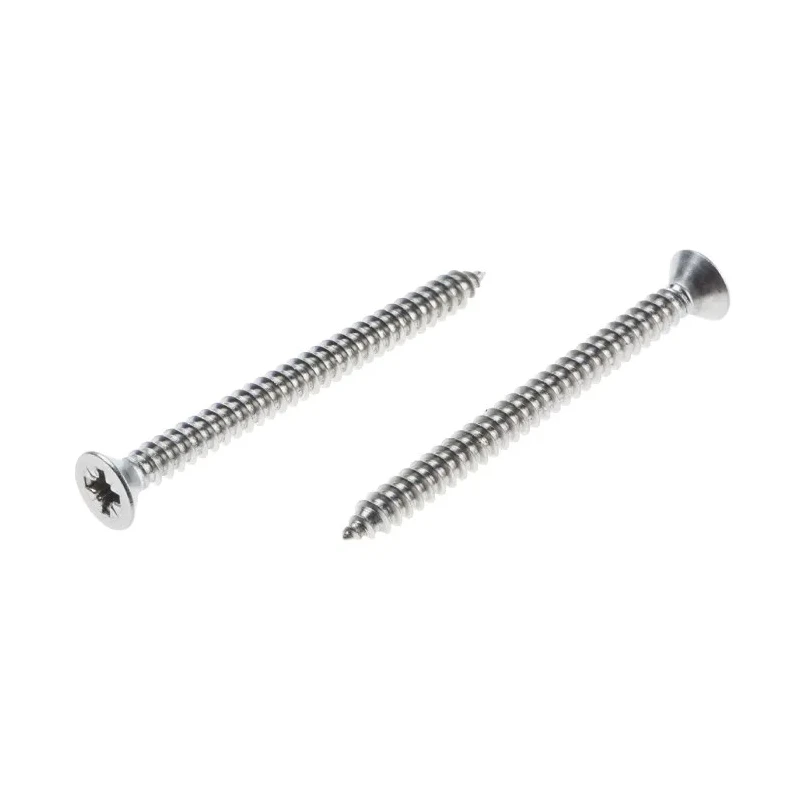 RS PRO Plain Stainless Steel Countersunk Head Pozidriv Self-Tapping Screw 50mm Thread Size 8 Grade A2 797-6169