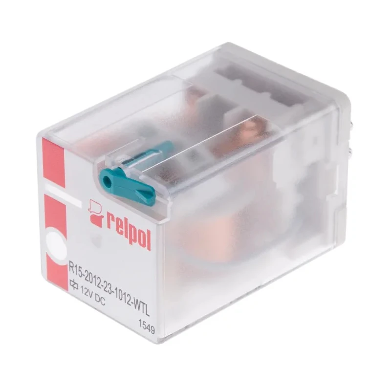 Relpol Power Relay 12V dc Coil 10A Switching Current DPDT Plug-In Terminal R15-2012-23-1012-WTL