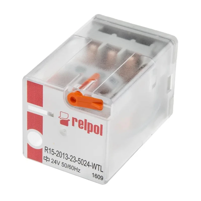 Relpol Power Relay 24V AC Coil 10A Switching Current 3PDT Plug-In Terminal Silver Alloy Contacts R15-2013-23-5024-WTL